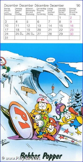 Pillhuhn Sportskalender 1990 Dezember Bopper Poppe