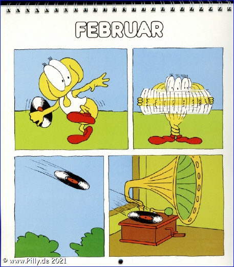 Pillhuhn Schülerkalender 1987 Februar Pillhuhn Diskus, LP, CD, Grammophon