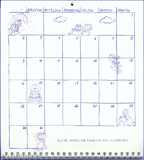 Schülerkalender Kalenderblatt  März 1987