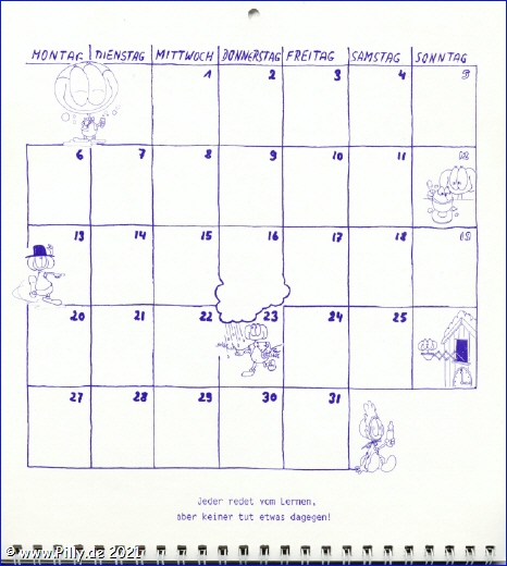 Schülerkalender Kalenderblatt Juli 1987