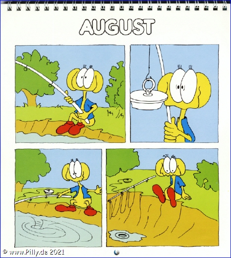 Der Schülerkalender 1987 August Pillhuhn beim Angeln, Stöpsel