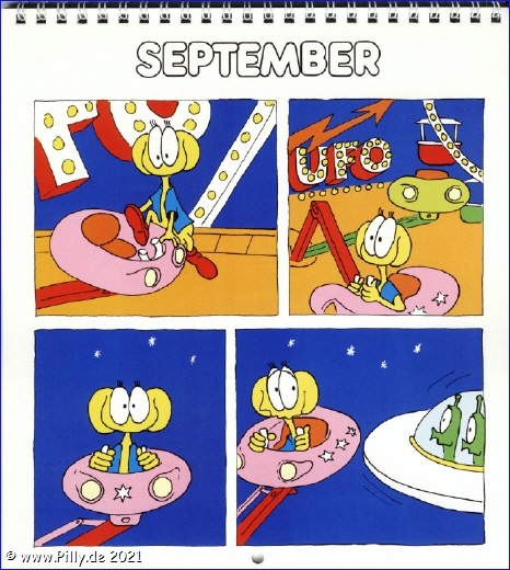 Der Schülerkalender 1987 September Pillhuhn trifft UFO