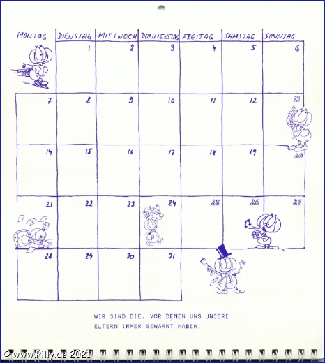 Schülerkalender Kalenderblatt Dezember 1987
