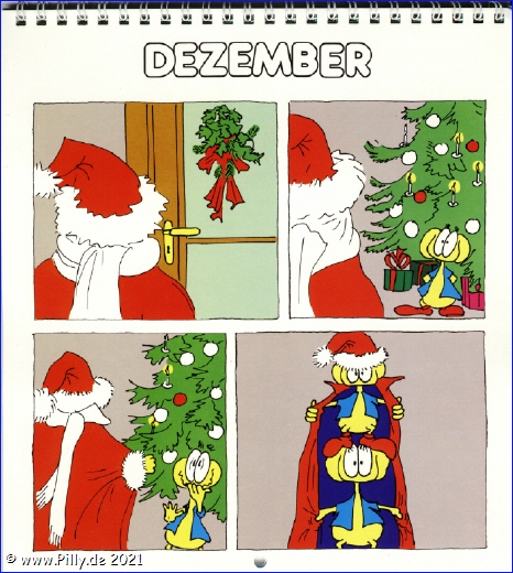 Der Schülerkalender 1987 Dezember Pillhuhn als Weihnachtsmann