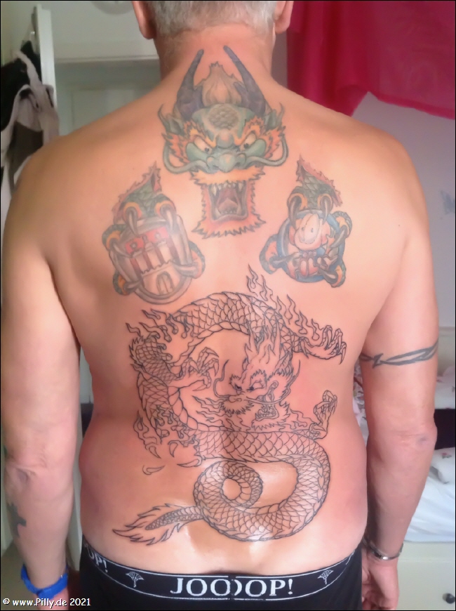 Drachen Tattoo Rcken Outlines