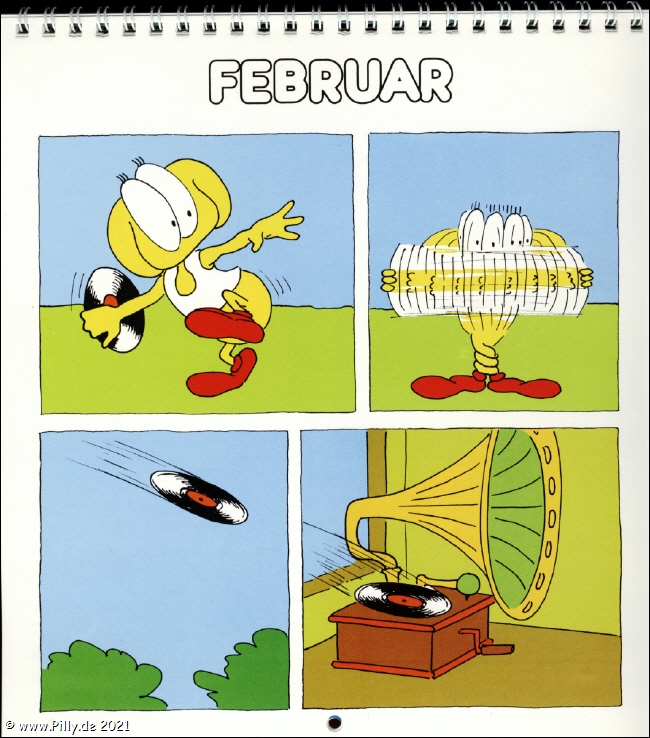 Pillhuhn Schülerkalender 1987 Februar Pillhuhn Diskus, LP, CD, Grammophon