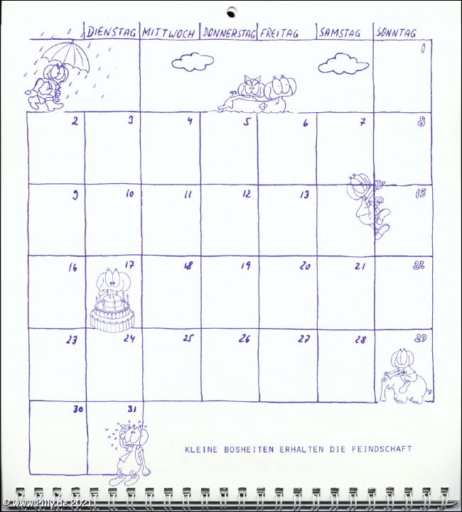 Schülerkalender Kalenderblatt  März 1987