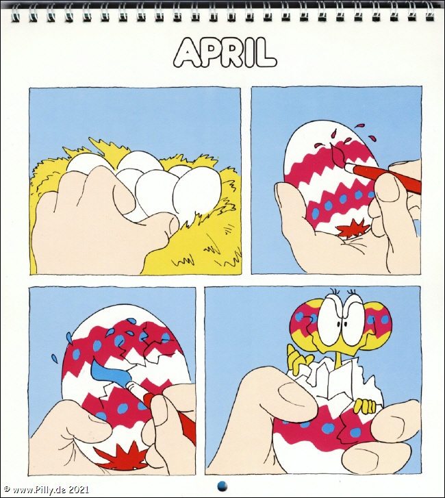 Pillhuhn Schülerkalender 1987 April Pillhuhn Ostern, Osterei
