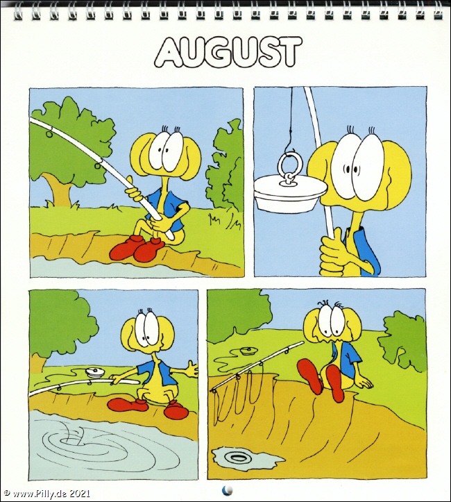 Der Schülerkalender 1987 August Pillhuhn beim Angeln, Stöpsel