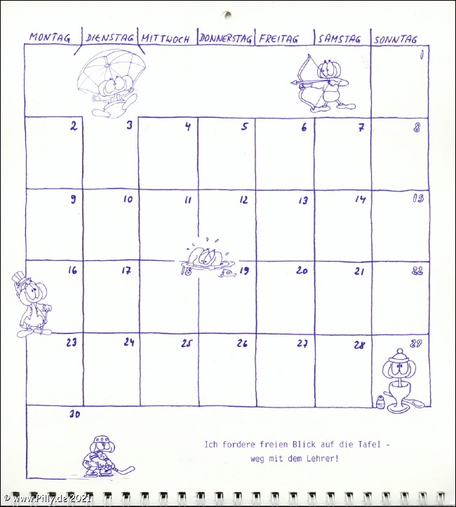 Schülerkalender Kalenderblatt November 1987