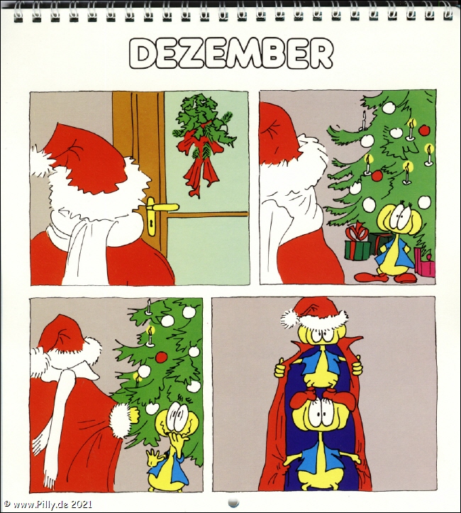 Der Schülerkalender 1987 Dezember Pillhuhn als Weihnachtsmann